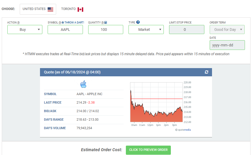 Going Long with a Buy Order for AAPL Shares